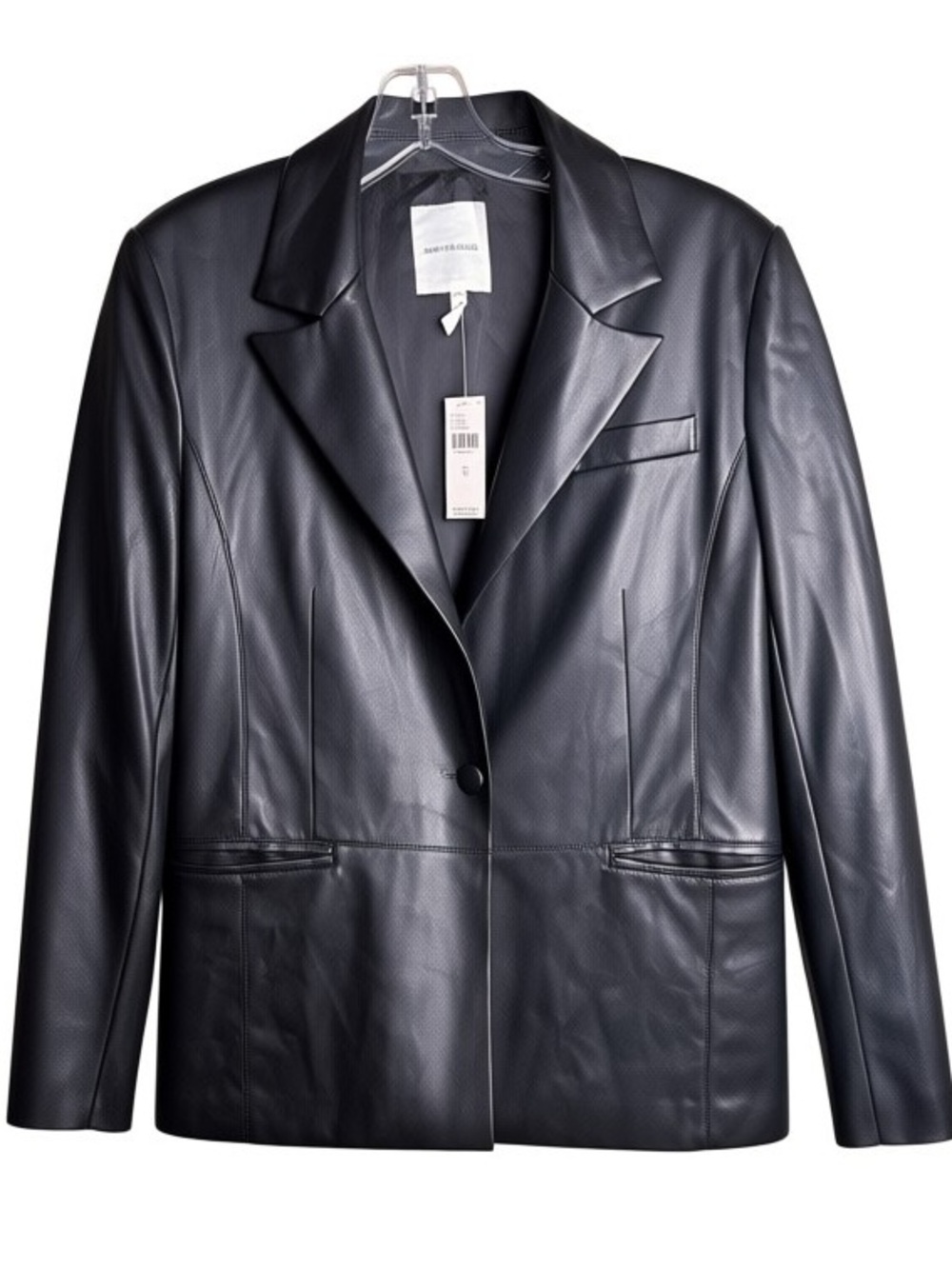 Avec Les Filles Anthro Vegan Leather Blazer Jacket Black Women's Medium NWT Prep